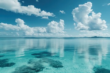 Obraz premium At sunset, close-up planet Mars has mountains and water with a starry sky panorama. Stock image.. Beautiful simple AI generated image