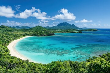 At sunset, close-up planet Mars has mountains and water with a starry sky panorama. Stock image.. Beautiful simple AI generated image