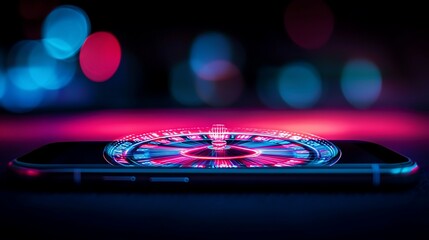 Futuristic spinning wheel on phone screen.