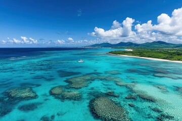 Obraz premium At sunset, close-up planet Mars has mountains and water with a starry sky panorama. Stock image.. Beautiful simple AI generated image