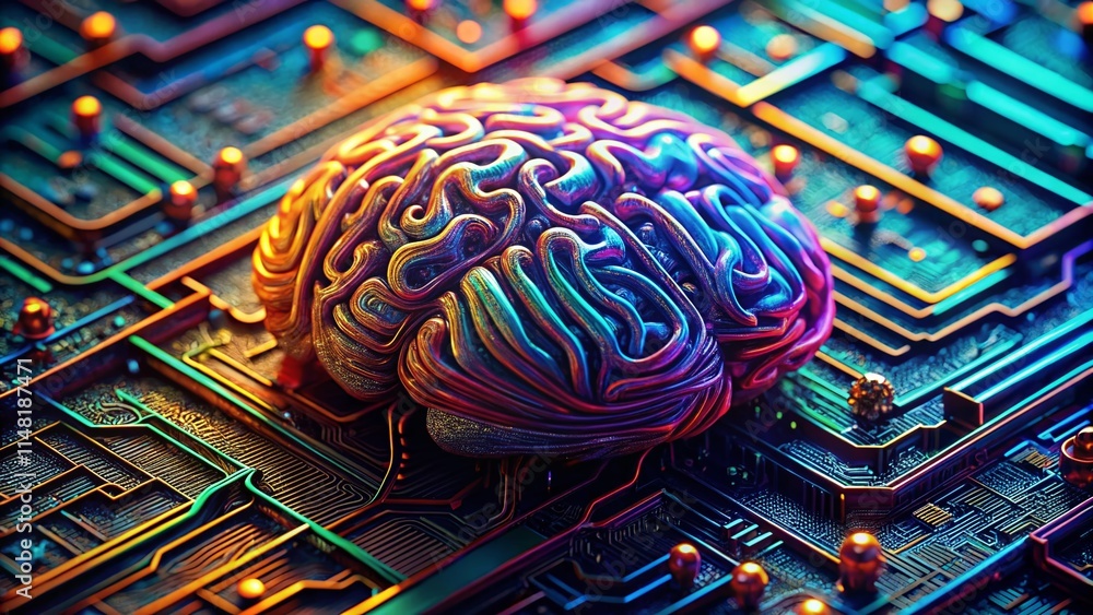 Poster macro brain circuit processor: microscopic neural network, electronic synapses, high-resolution ai g