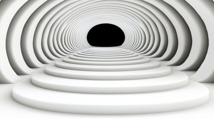 Obraz premium Abstract White Circular Tunnel Leading to Darkness