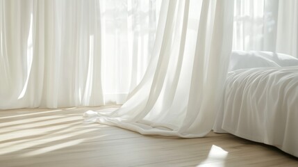Person stretching in a serene bedroom, embracing tranquility and self-care, symbolizing relaxation and renewal in a calm personal space.