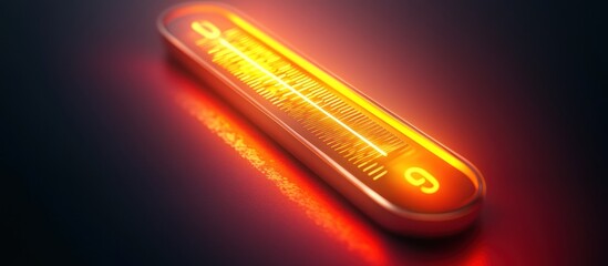 Glowing orange digital thermometer displaying nine degrees.