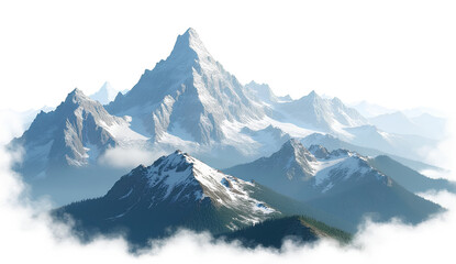 Fototapeta premium Ultra High quality and detailed Ultra realistic image Set of picturesque mountain landscapes, cut out on white background