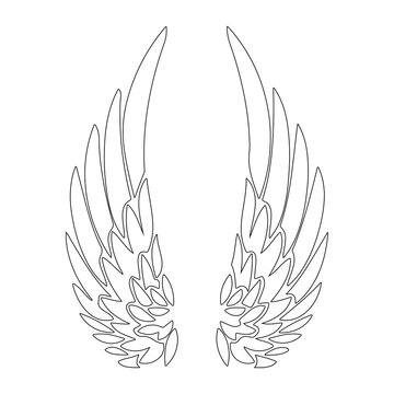 Angel Wings Handrawing Lineart Illustration.Wings Line Art Drawing