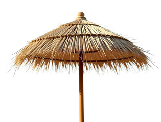 Ultra High quality and detailed Ultra realistic closeup image Tropical thatched beach umbrella, cut out on white background