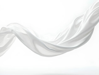 Ultra High quality and detailed Ultra realistic Floating elegant white silk fabric, cut out on white background