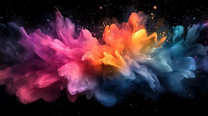 Obraz premium Celestial Clouds Radiant Multicolored Light Starry Night Vibrant Digital Artwork