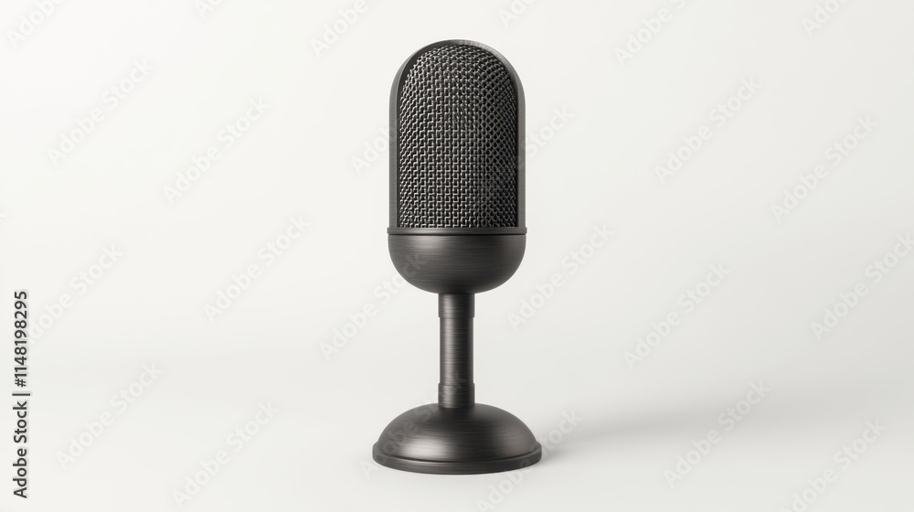 Aufkleber a sleek, black microphone stands upright against a neutral backdrop, emphasizing its design and func