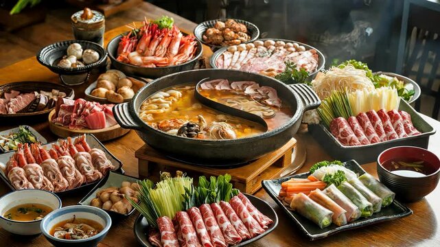 Sichuan hot pot Yuanyang hot pot food [4K]