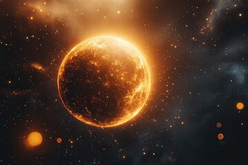 Obraz premium A glowing celestial body surrounded by space, illustrating the beauty of the universe.