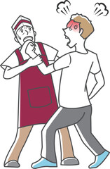 客に暴行される店員