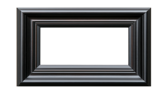 A black frame. The frame is square and has a black border, on transparency background PNG