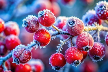 Macro Photography Winter Red Berries: Stunning Close-Up Images of Frozen Berries
