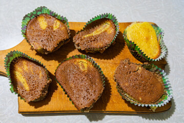 Delicious homemade sweet treats arranged on a wooden board