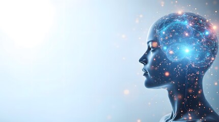 Obraz premium Human AI Interface: Conceptual Neural Network in Digital Brain