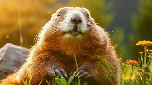 nature, cute, groundhog, wild, mammal, day, wildlife, brown, animal, marmot, fur, squirrel, summer, funny, fauna, groundhog day, marmota, furry, rodent, hog, small, ground, grass, outdoor, spring, hol