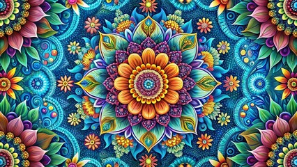 Macro Yoga Meditation Seamless Pattern: Close-up Floral Mandala & Spiritual Wellness Design