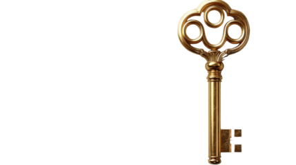 antique key isolated on white background 