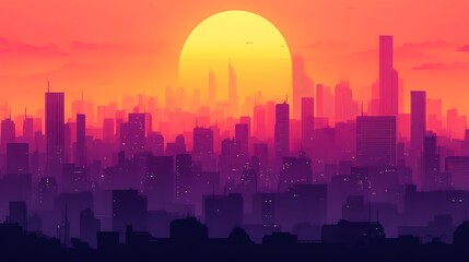 Fototapeta premium City skyline sunset.