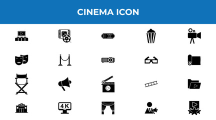 Se of Cinema icon vector. Movie icon collections