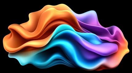 Abstract Colorful Fluid Waves Dynamic 3D Render of Flowing Liquid Forms