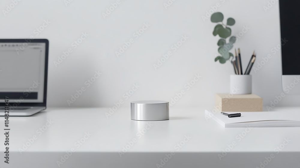 Aufkleber clean workspace with metallic object.