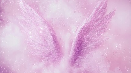 Sparkling Pink Angel Wings in a Celestial Dream