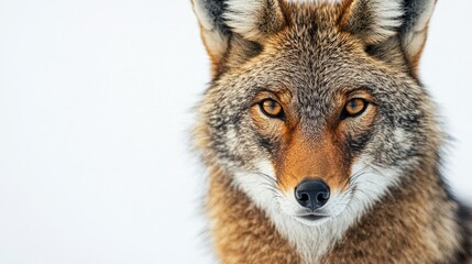 Obraz premium Close-Up of a Captivating Coyote in Natural Habitat Showcasing Intriguing Features and Majestic Gaze, Ideal for Nature and Wildlife Themed Projects