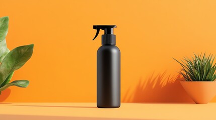 A dynamic acne treatment spray bottle in a bold, highenergy setup