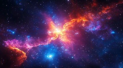 Fototapeta premium Cosmic Nebula Stellar Cloudscape Displays Vibrant Hues