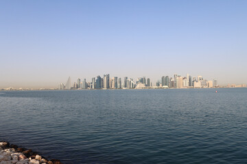 Qatar modern capital skyline - view from Old Port