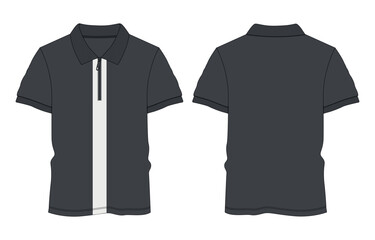 Naklejka premium Short Sleeve Polo shirt vector illustration template front and back views