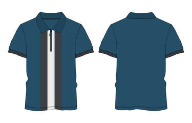 Naklejka premium Short Sleeve Polo shirt vector illustration template front and back views