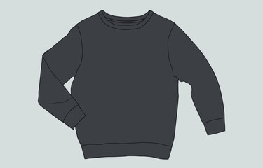 Long sleeve sweatshirt black color template isolated on Grey back