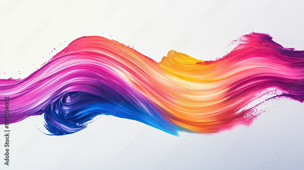 Poster abstract colorful waves of paint in vivid gradient shades flowing elegantly across a light backgroun
