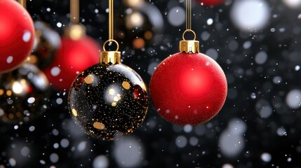 Festive Christmas Ornaments with Sparkling Snow