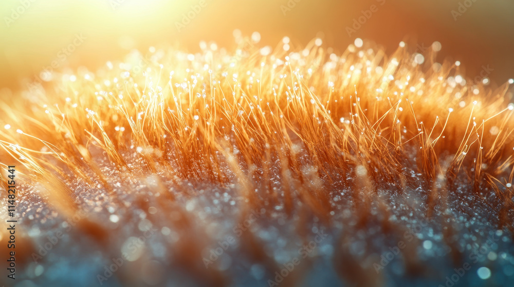 Poster dandruff and scalp care, a close-up view of vibrant, textured fibers illuminated by soft light, crea