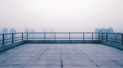 Obraz premium Foggy city view from rooftop.