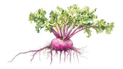 Fototapeta premium Vibrant Radish Illustration with Leaves and Roots