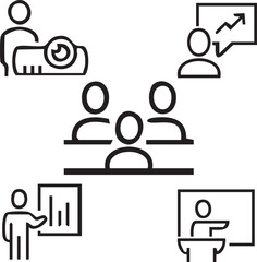 Professional Presentation,Business Presentation,Slide Deck, Presentation,Corporate Meeting,Conference Room,PowerPoint Design,Business Proposal,Report,Strategy Presentation vector design icon symbol 