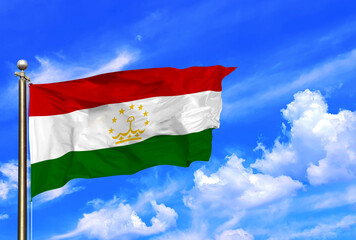 Tajikistan's Flag Soaring High in Clear Skies