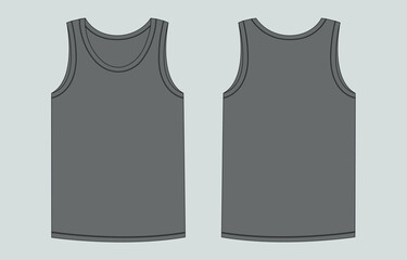 Grey Color Tank tops template front and back 