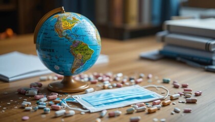 Global Pandemic Medicine Mask and World Globe
