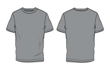 Naklejka premium Grey Color short sleeve t shirt vector illustration template front and back views