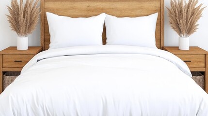 Tranquil Bedroom Scene with Pampas Grass Decor