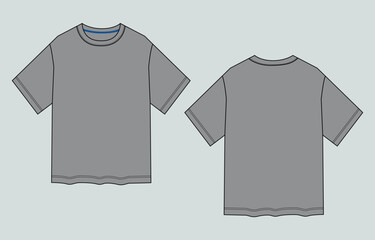 Grey Color short Sleeve t shirt vector illustration template front and back 