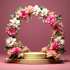 indian podium
render 3d wedding flower frame background floral design