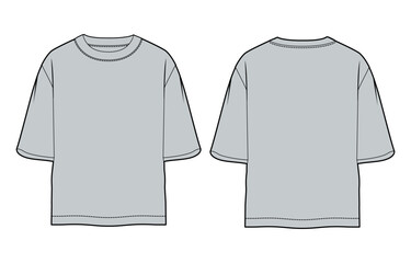 Grey Color short Sleeve t shirt vector illustration template front and back 